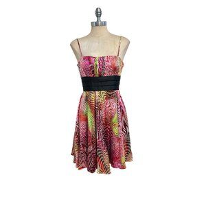 Cyril Verdavainne Womens Designer Silk Multicolor Spaghetti Strap Dress Size 4